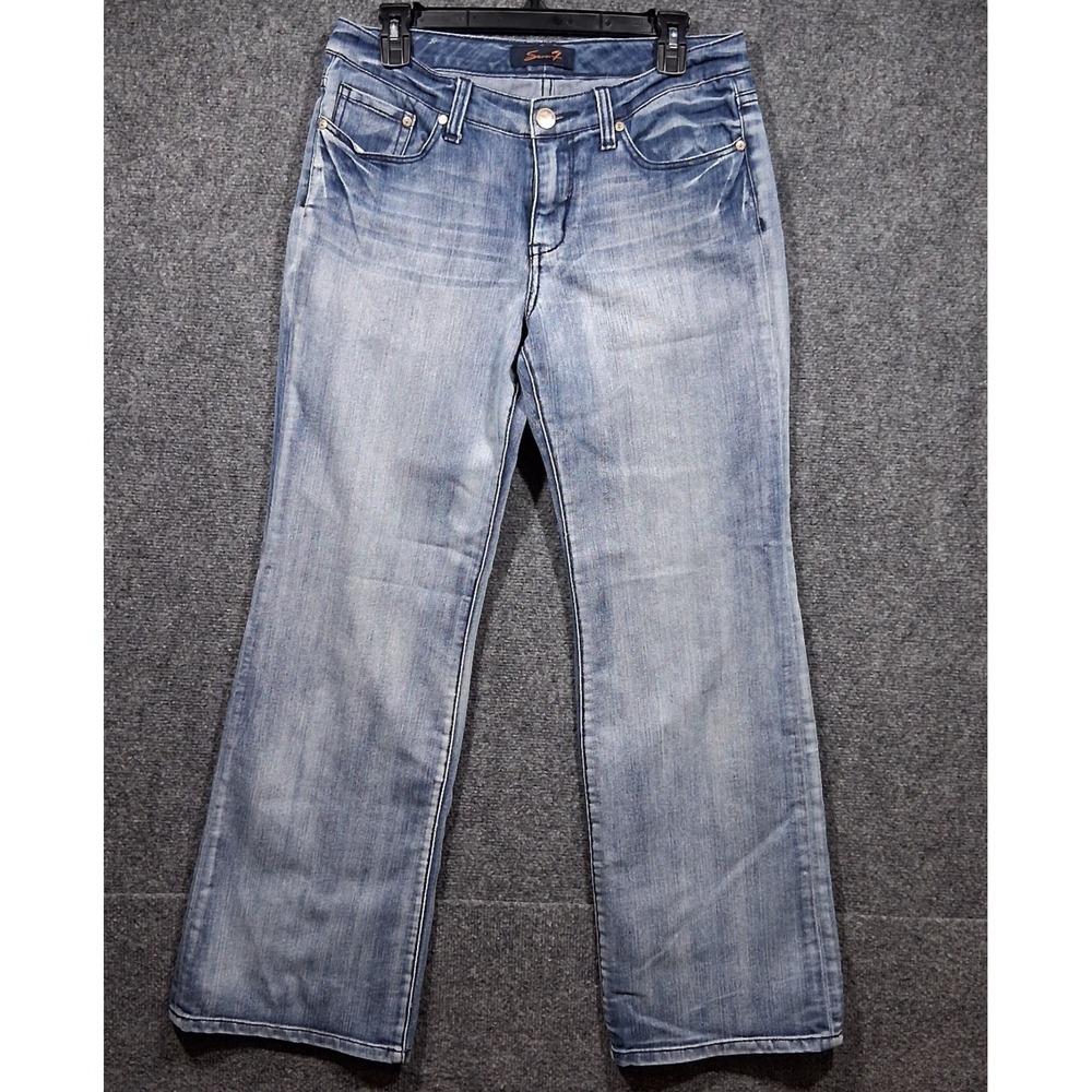 Seven7 Womens Light Wash Bootcut Jeans Blue Denim Size 8 Stretch Mid Rise
